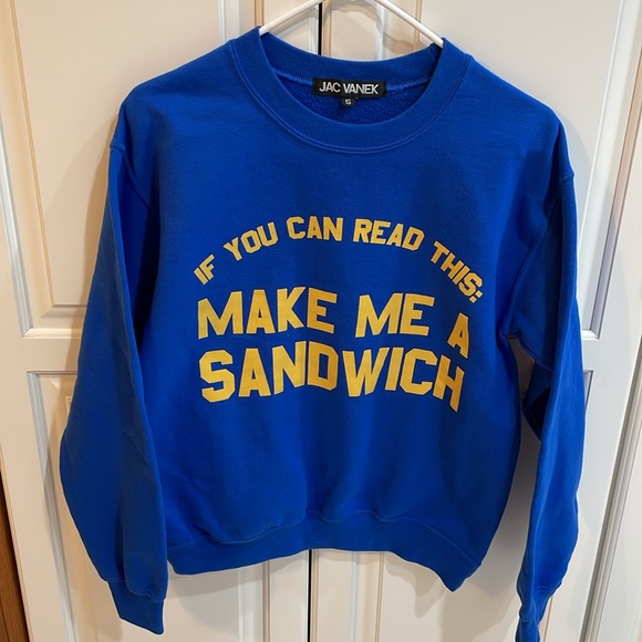 JAC VANEK-IF YOU CAN READ THIS: MAKE ME A SANDWICH sweatshirt amazing condition - Picture 3 of 5